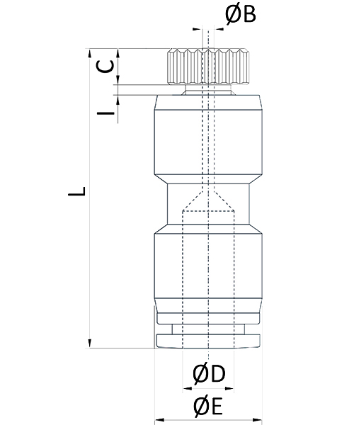 Disegno Tecnico FXGB1P-BRGas Block Singolo con Regolazione in Ottone